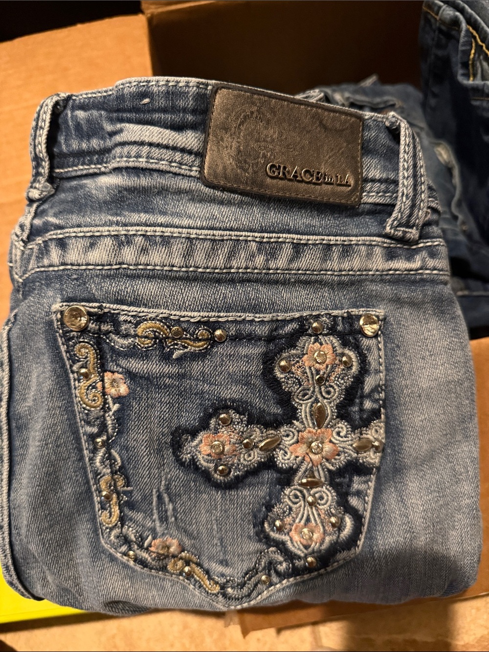 Grace in LA Light Denim Straight Leg Jeans